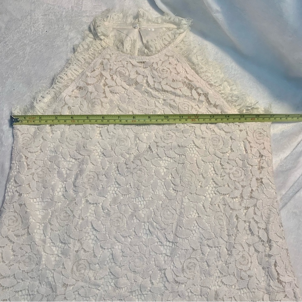 NEW Boho Lace Top Small Ivory / Cream Sleeveless Shirt w/Lace Layer Classy - Picture 15 of 16